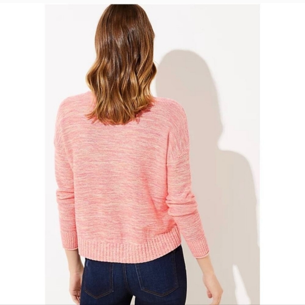 Loft women's coral cotton drop shoulder Sweater sz XL minimalistcore bohocore - Picture 2 of 9